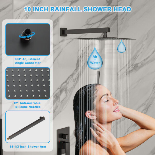 10 Inch Bronze Rain Shower Faucet Set
