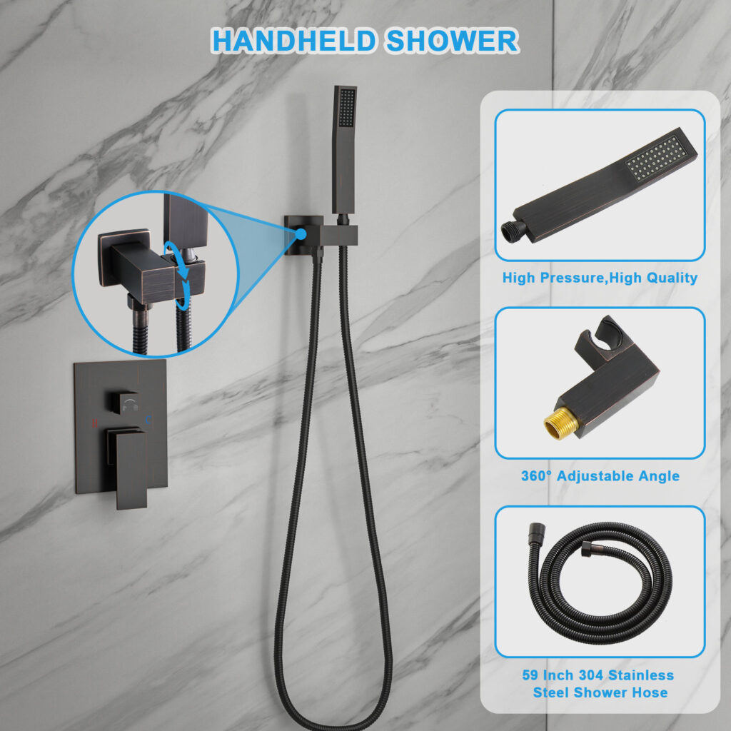 10 Inch Bronze Rain Shower Faucet Set