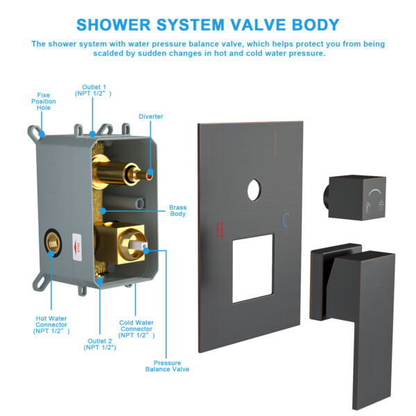 10 Inch Bronze Rain Shower Faucet Set