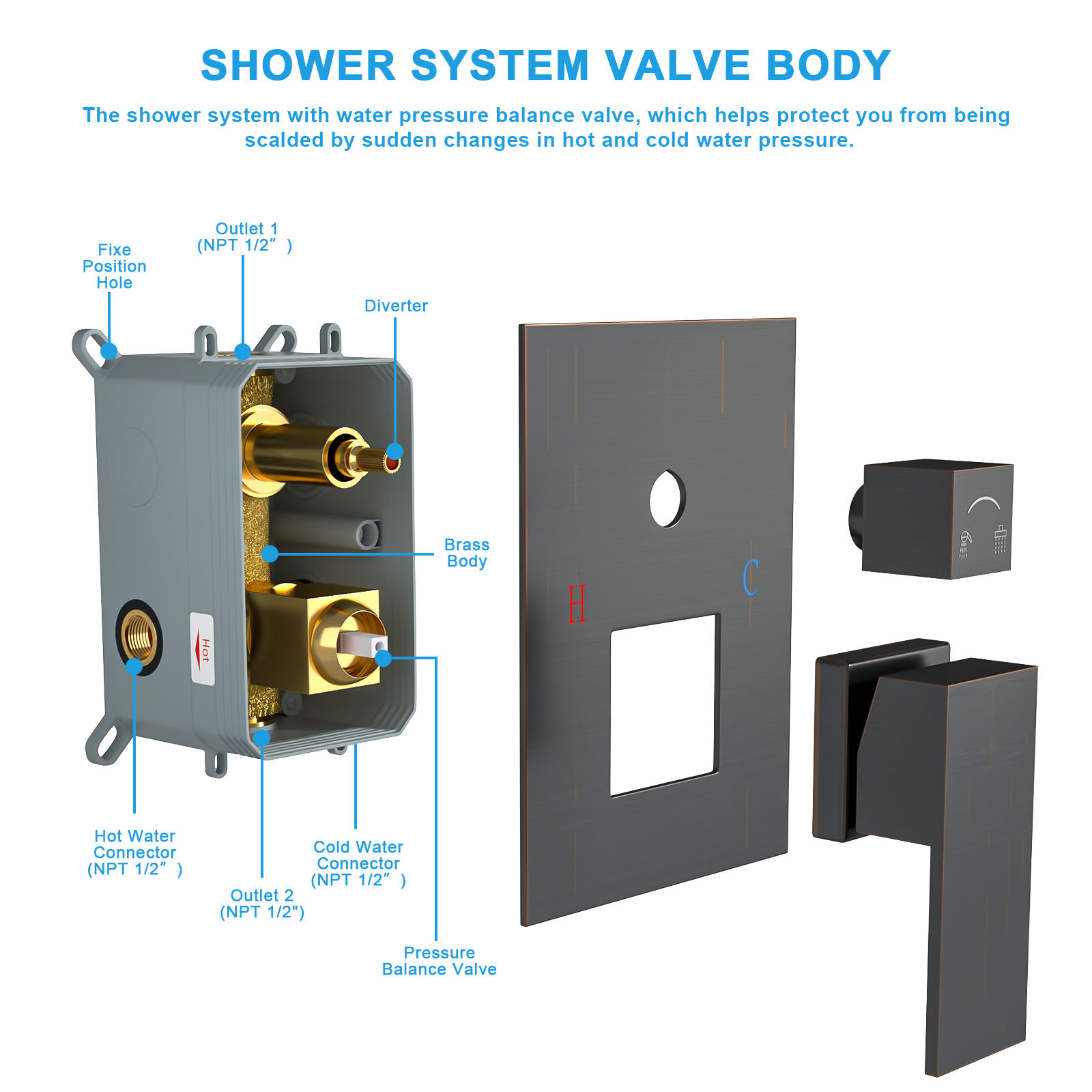 10 Inch Bronze Rain Shower Faucet Set - Image 5
