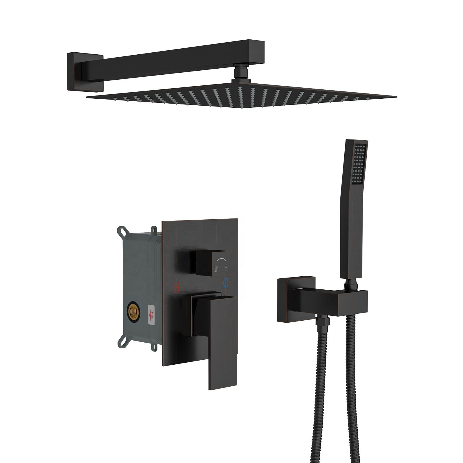 10 Inch Bronze Rain Shower Faucet Set - Image 1