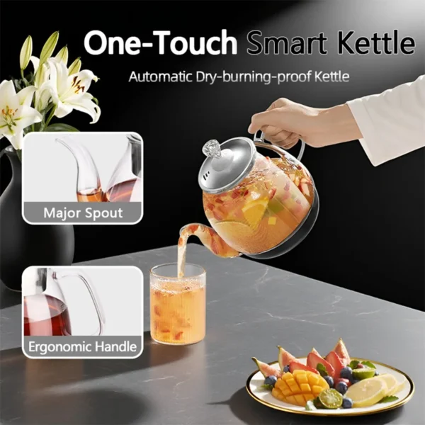 Professional 800ml Multi-Functional Glass Teapot Fast Heating Cooking & Brewing Integrated Electric Kettle Stainless Steel