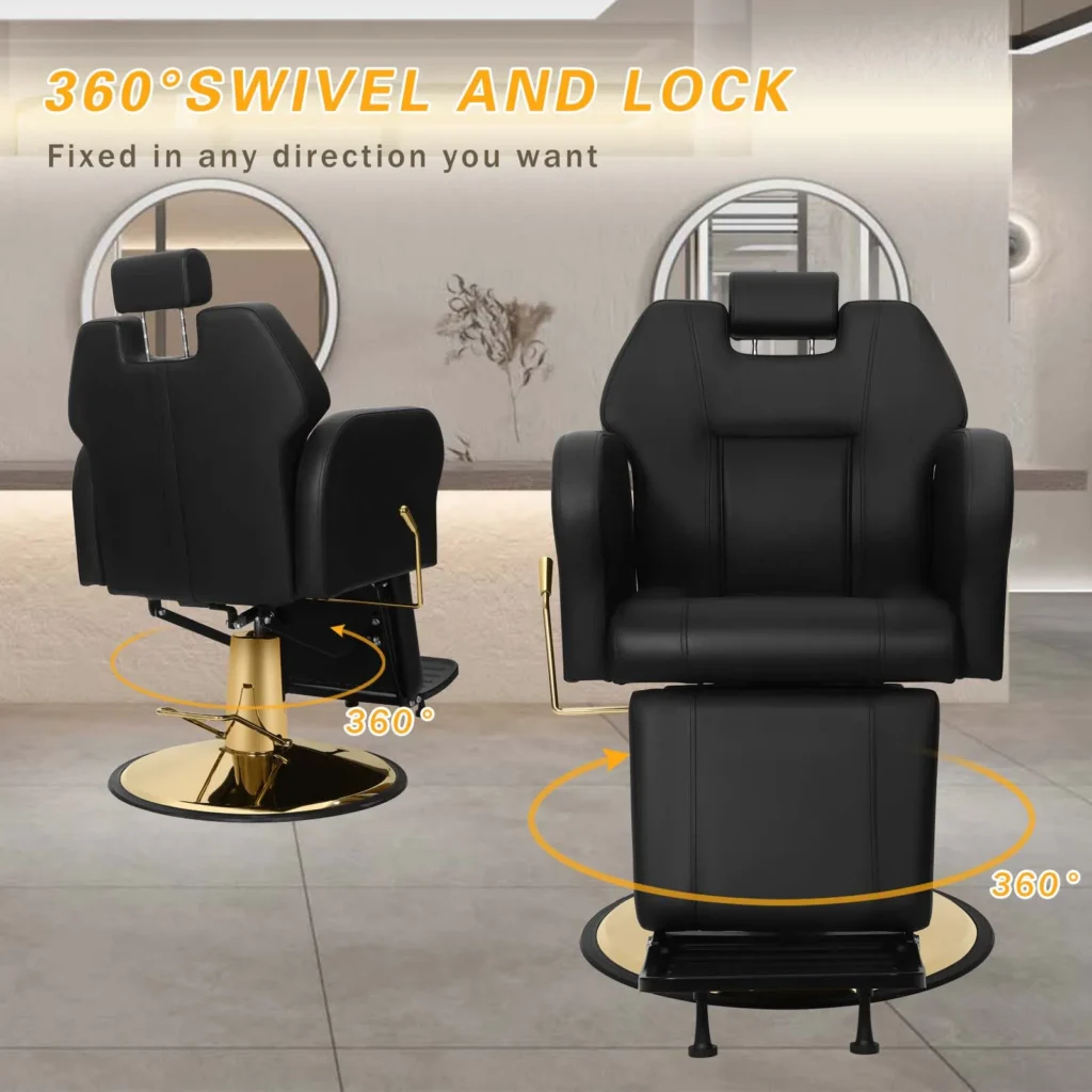Black & Gold Hydraulic 360° Swivel Chair with Lock