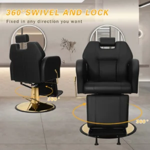 Black & Gold Hydraulic 360° Swivel Chair with Lock
