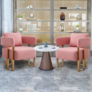 Teddy Fleece Modern Accent Polished Gold Metal Square Leg Side Chair - Image 12