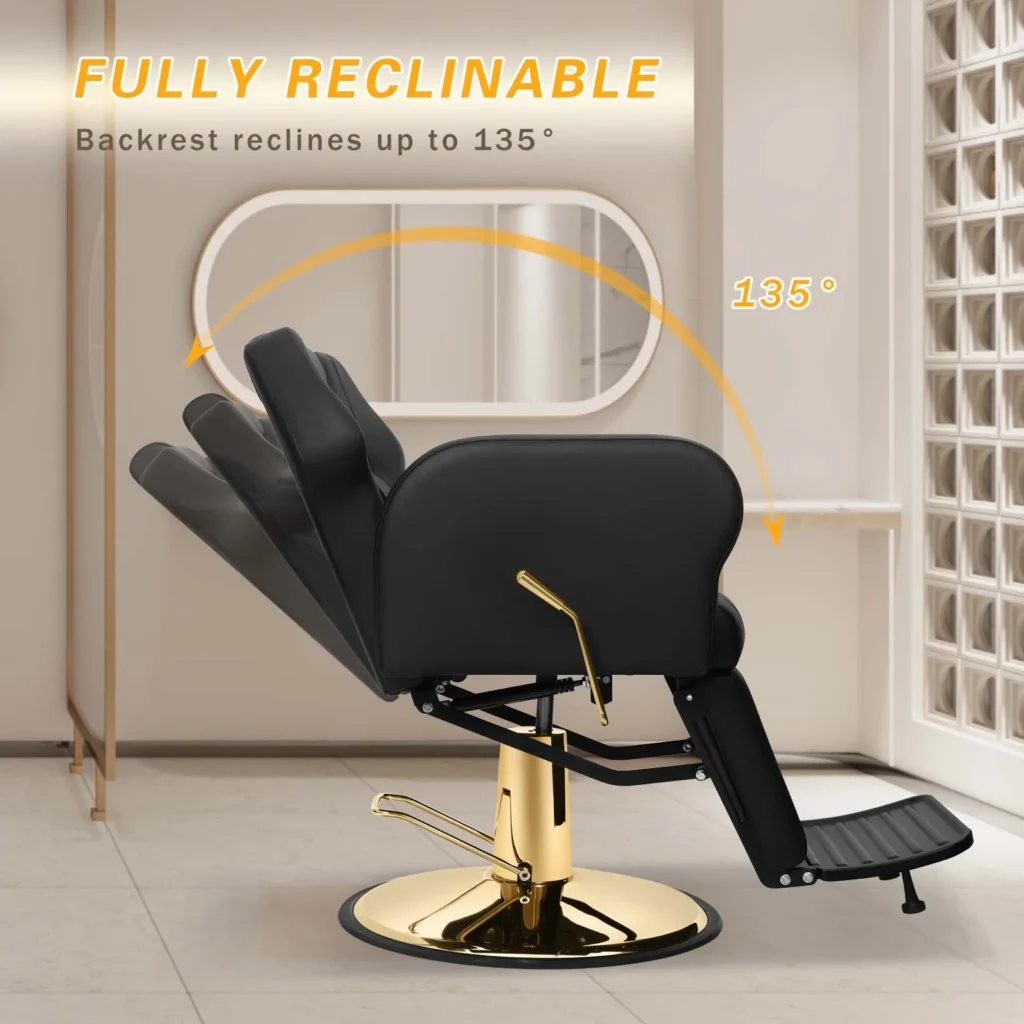 Black & Gold Hydraulic 360° Swivel Chair with Lock