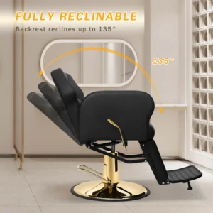 Black & Gold Hydraulic 360° Swivel Chair with Lock - Image 4