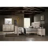 Imerland Contemporary White Wash Finish Bedroom 4 Pcs Set Includes Bed Dresser Mirror & One Nightstand