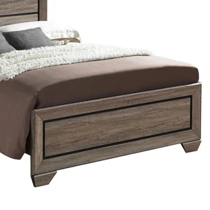 Queen Panel Bed in Washed Taupe Handcrafted Wooden Bedframe - Image 3