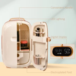 Dual Door 12L Skincare Beauty Fridge with LED Lighting & Timer - Image 6